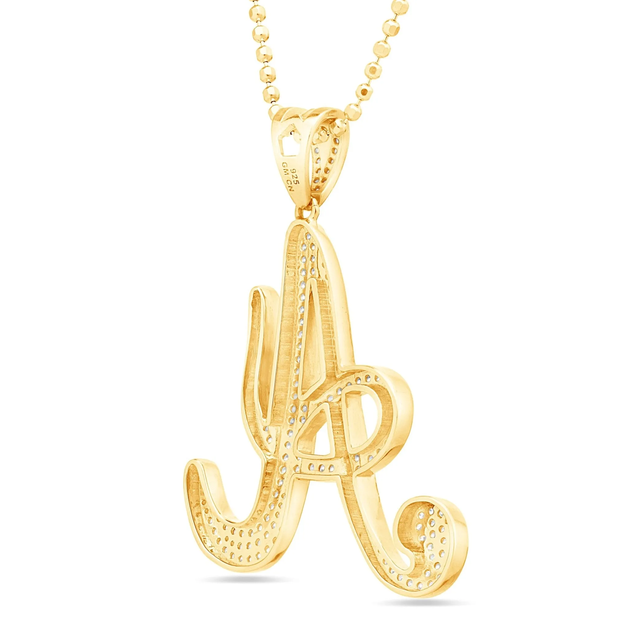 Large Silver Script Pave Initial Pendant