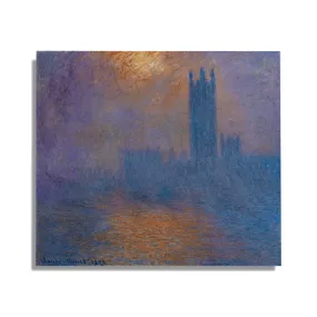 London, Houses of Parliament, The Sun Shining through the fog, 1904 LITO Masters Print