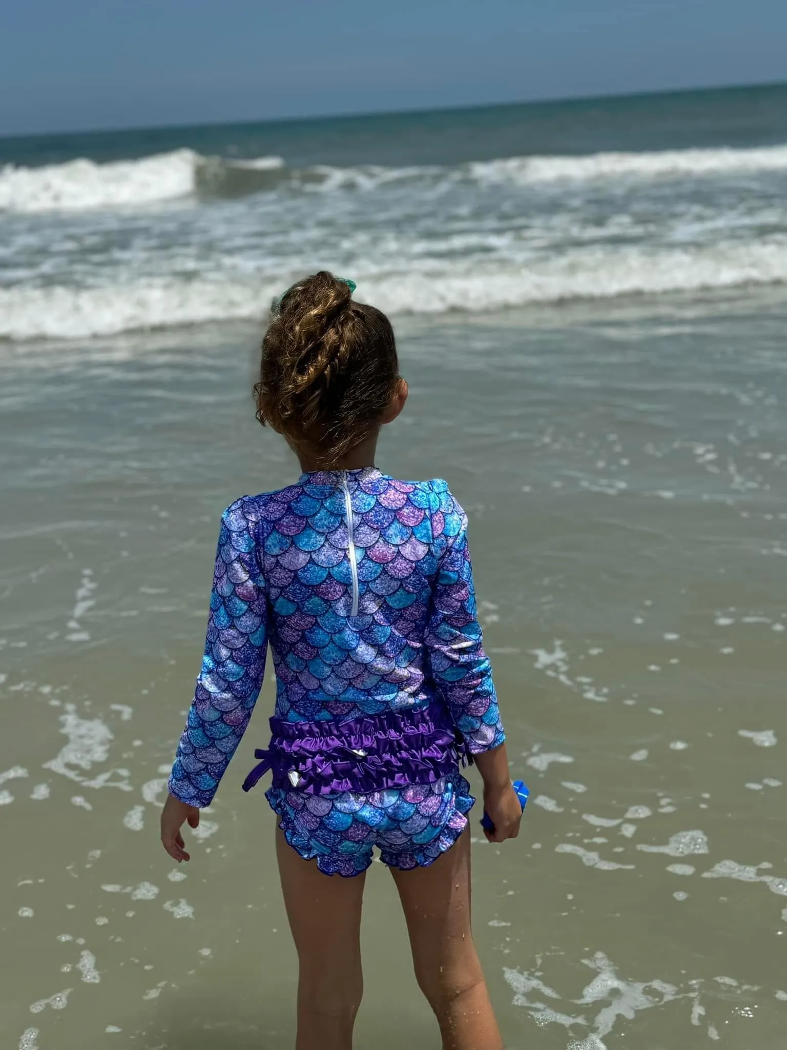 Long Sleeve Mermaid Scales 1 Pc Rash Guard Swimsuit