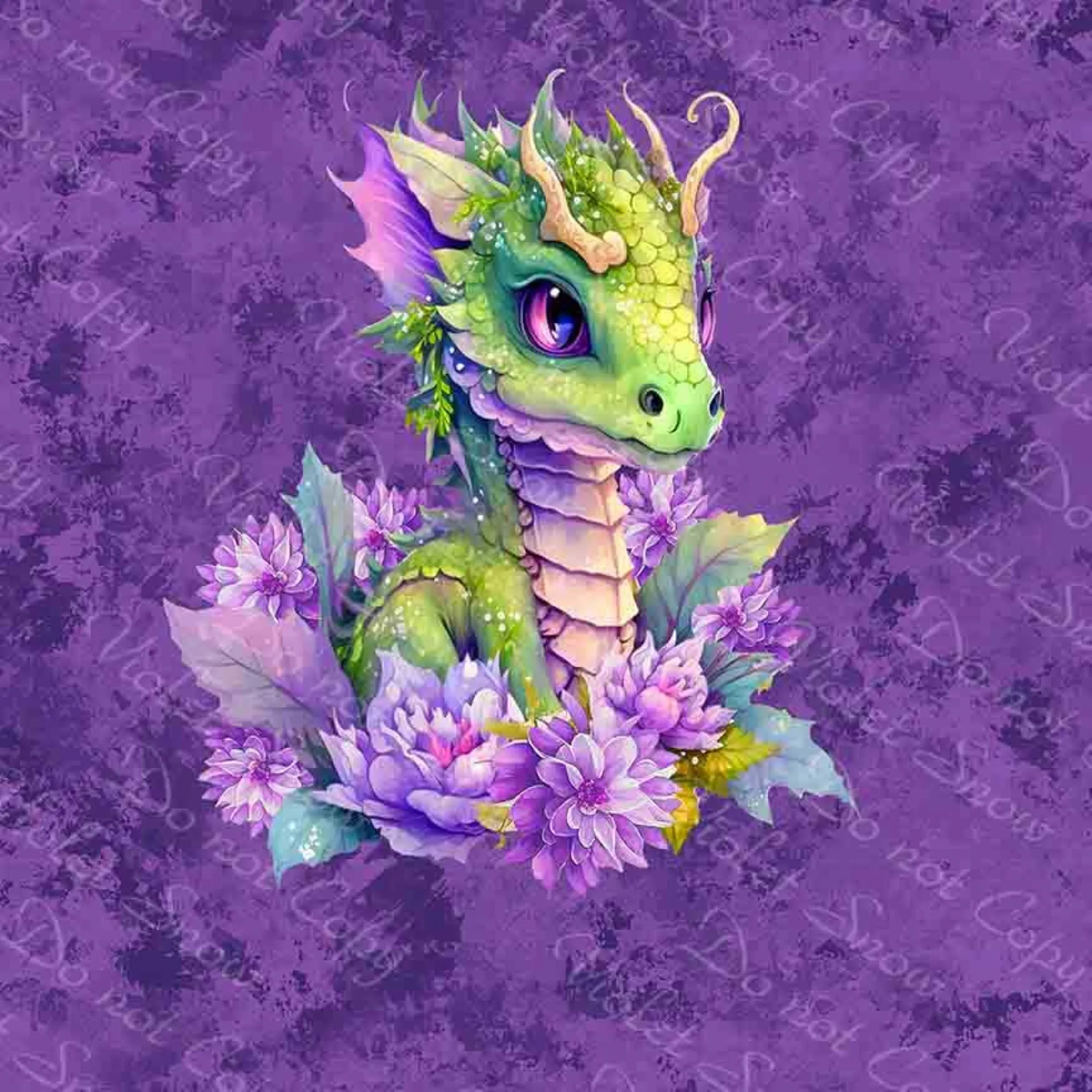 Lucky Days Baby Dragon Dark Purple Panel