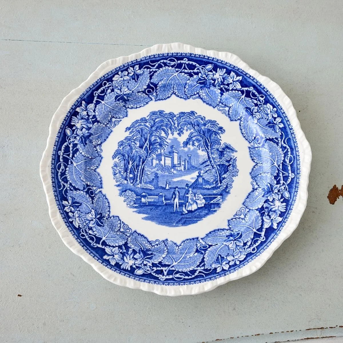 Mason's Blue and White Park Stroll Plate