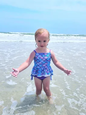 Mermaid Scales Tankini Ruffle Bum Swimsuit