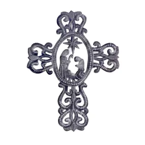 Metal Cross with Nativity Scene (10  x 14 ) Croix des Bouquets