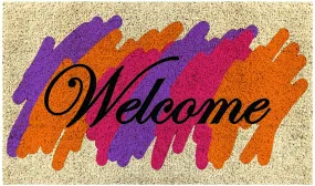 OnlyMat Elegant Multi-Colour Holi Special "Welcome" Printed Natural Coir Door Mat