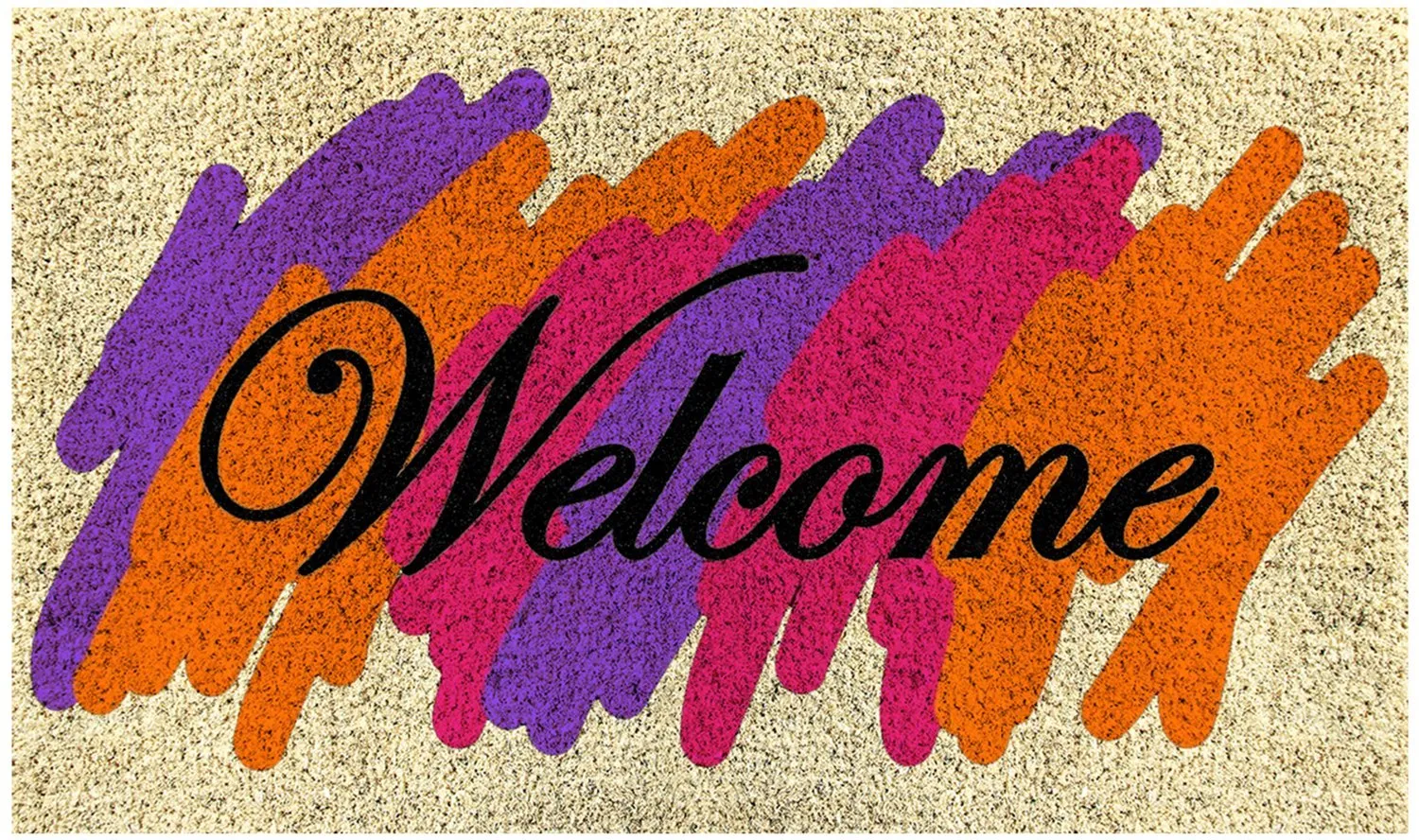 OnlyMat Elegant Multi-Colour Holi Special "Welcome" Printed Natural Coir Door Mat