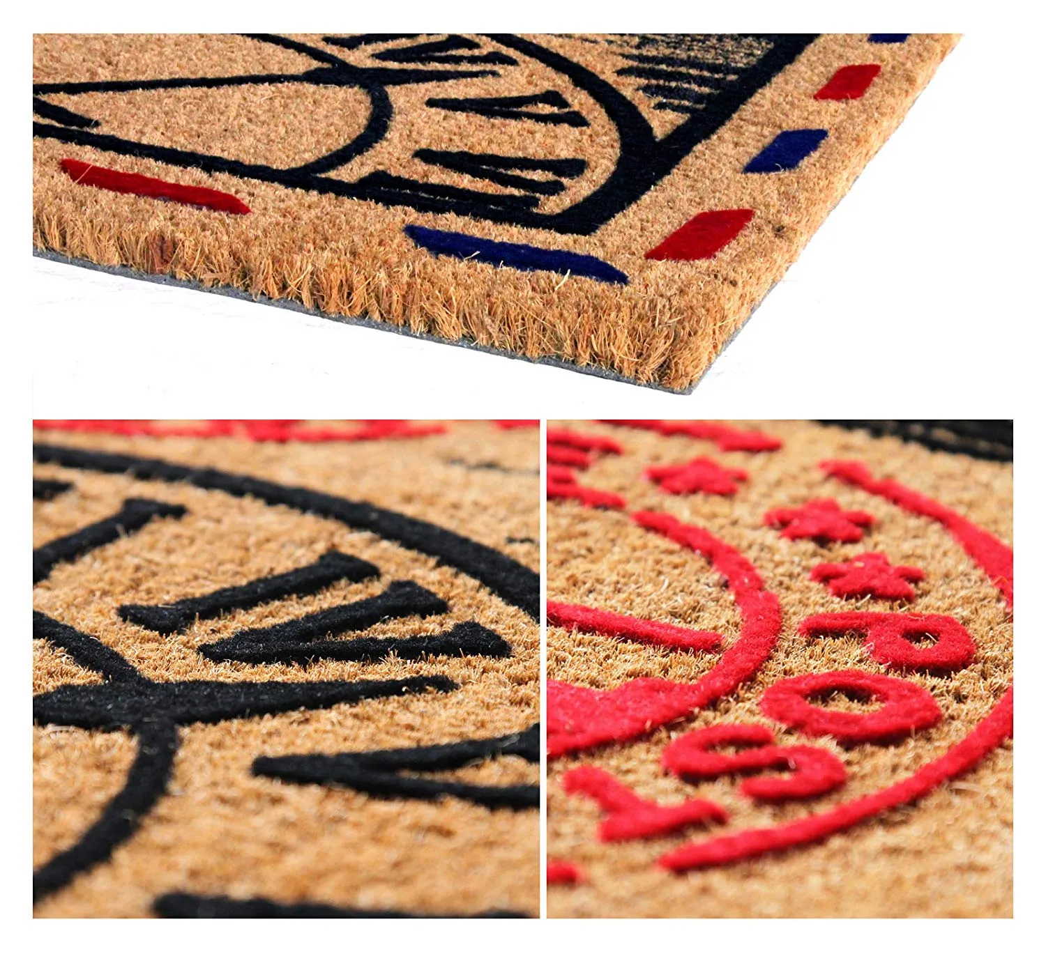 OnlyMat Elegant Natural Coir Anti-slip Flock Floor Mat