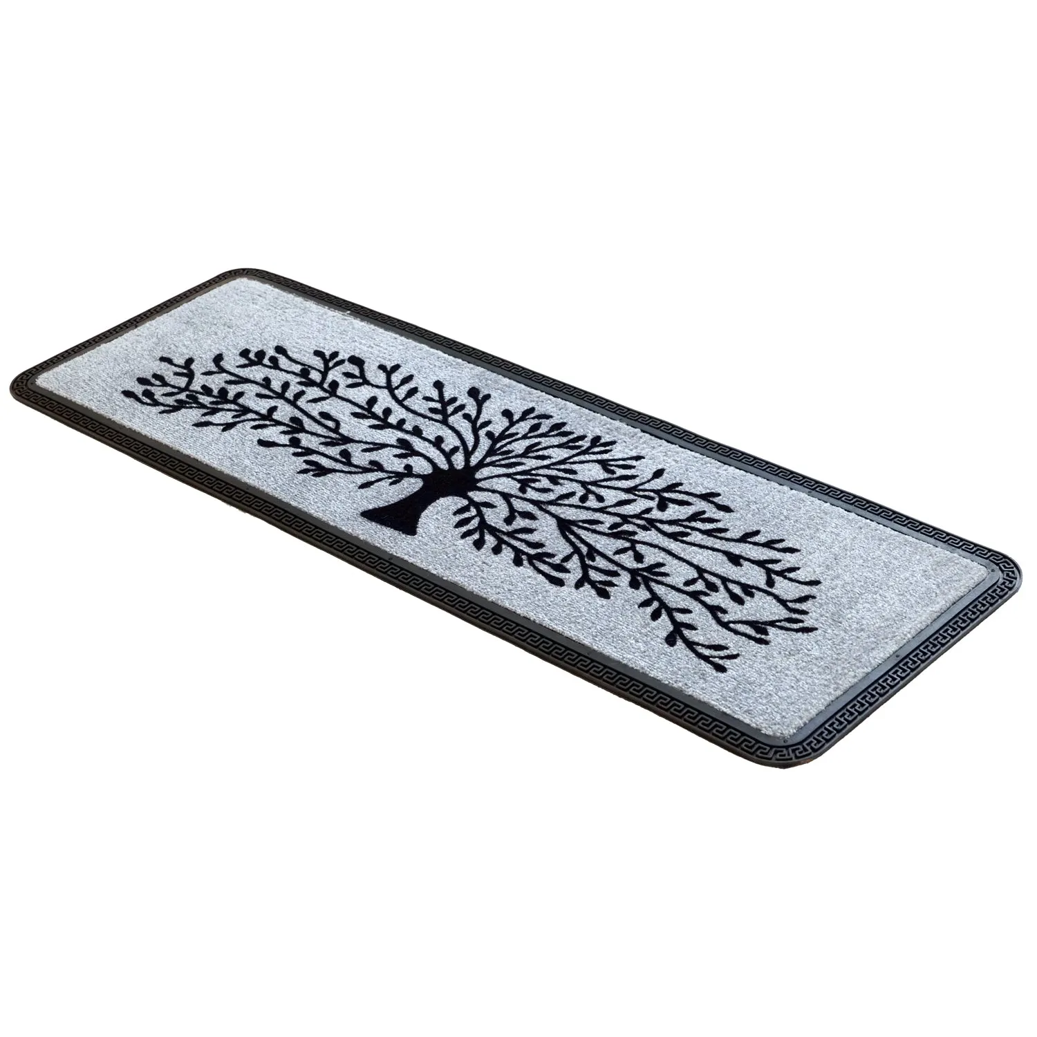 OnlyMat Elegant Soft Anti-Skid Polypropylene Tree Flocked Floor Mat -GREY , 40 cm x 120 cm