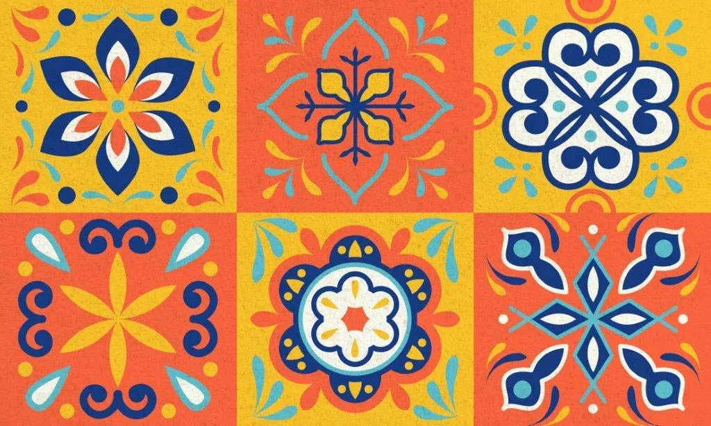 OnlyMat Multi colour & Design Printed Natural Coir Floor Mat