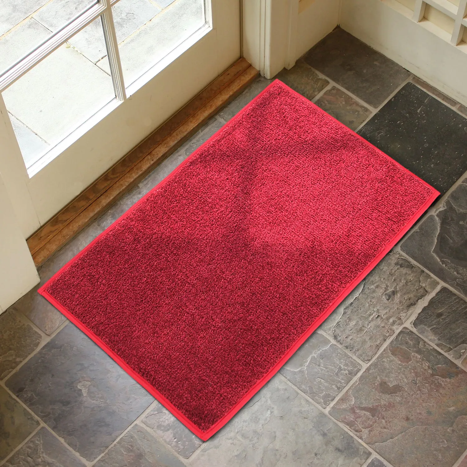 OnlyMat Soft Quickdry Plain Red Mat  (45cm x 75cm x  8mm) (Red)