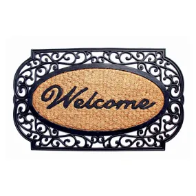 OnlyMat Welcome Printed Elegant Moulded Coir Mat with Black Border