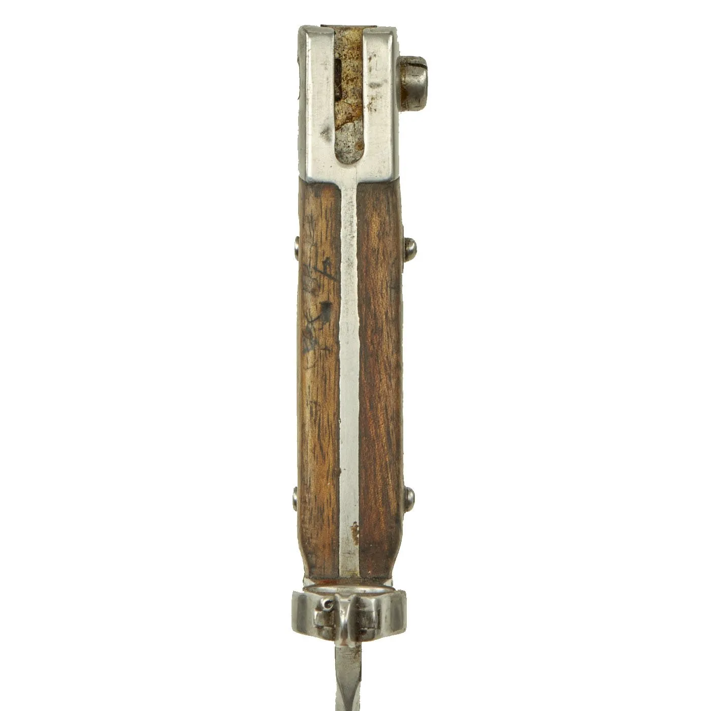 Original Austrian WWI Mannlicher M1895 Rifle Bayonet by ŒWG Steyr with Sight on Muzzle Ring & Scabbard