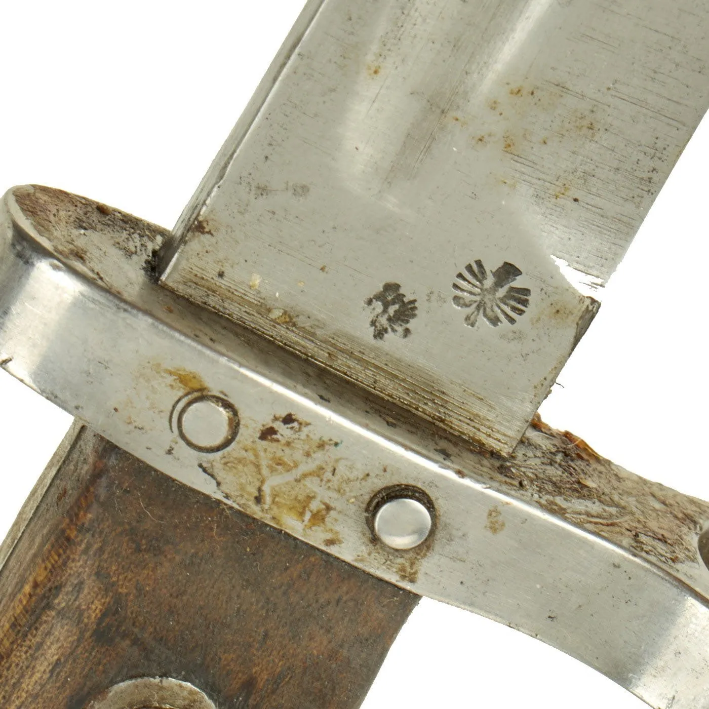 Original Austrian WWI Mannlicher M1895 Rifle Bayonet by ŒWG Steyr with Sight on Muzzle Ring & Scabbard