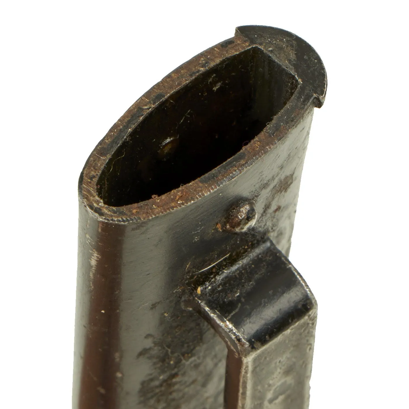 Original Austrian WWI Mannlicher M1895 Rifle Bayonet by ŒWG Steyr with Sight on Muzzle Ring & Scabbard