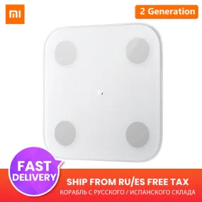 Original Xiaomi Smart Body Fat Composition Scale 2 Bluetooth 5.0 Balance Test 13 Body Data BMI Health Weight Scale LED Display
