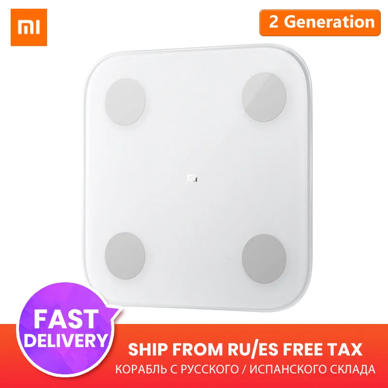 Original Xiaomi Smart Body Fat Composition Scale 2 Bluetooth 5.0 Balance Test 13 Body Data BMI Health Weight Scale LED Display