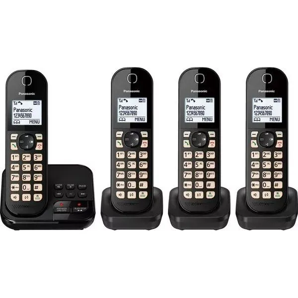 PANASONIC KX-TGC464EB Cordless Phone - Quad Handsets, Black