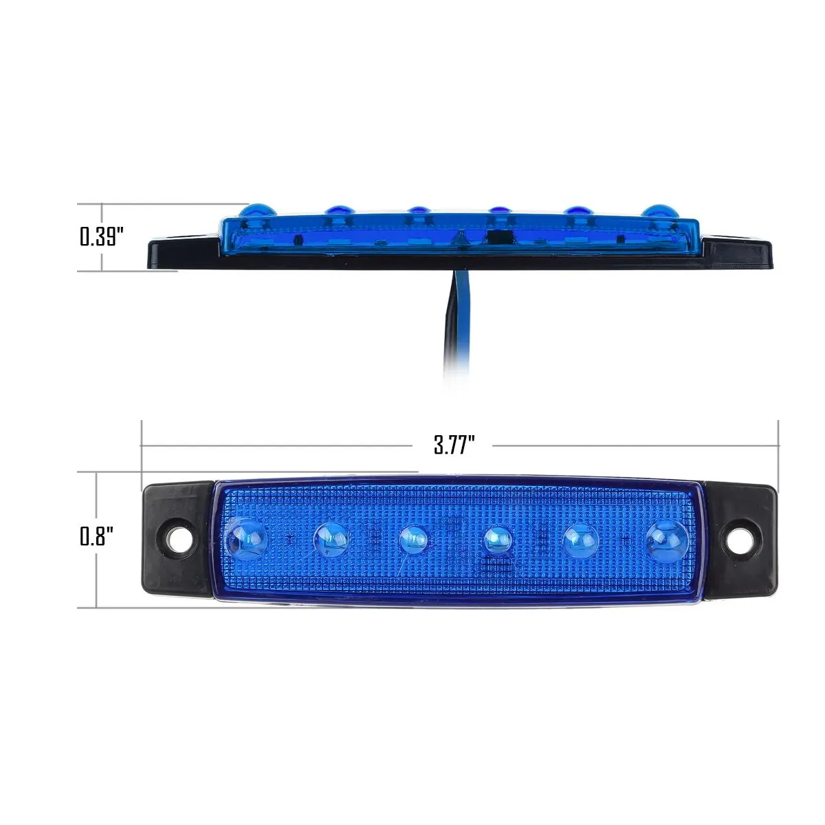 Partsam 20PCS 3.8inch Blue Led Marker Clearance light Truck Trailer Boat Lights Indicators Deco., Thin Line Led Cab Marker Truck Lorry Van RV Camper Parts Taillight License Plate Light Lamp 6led