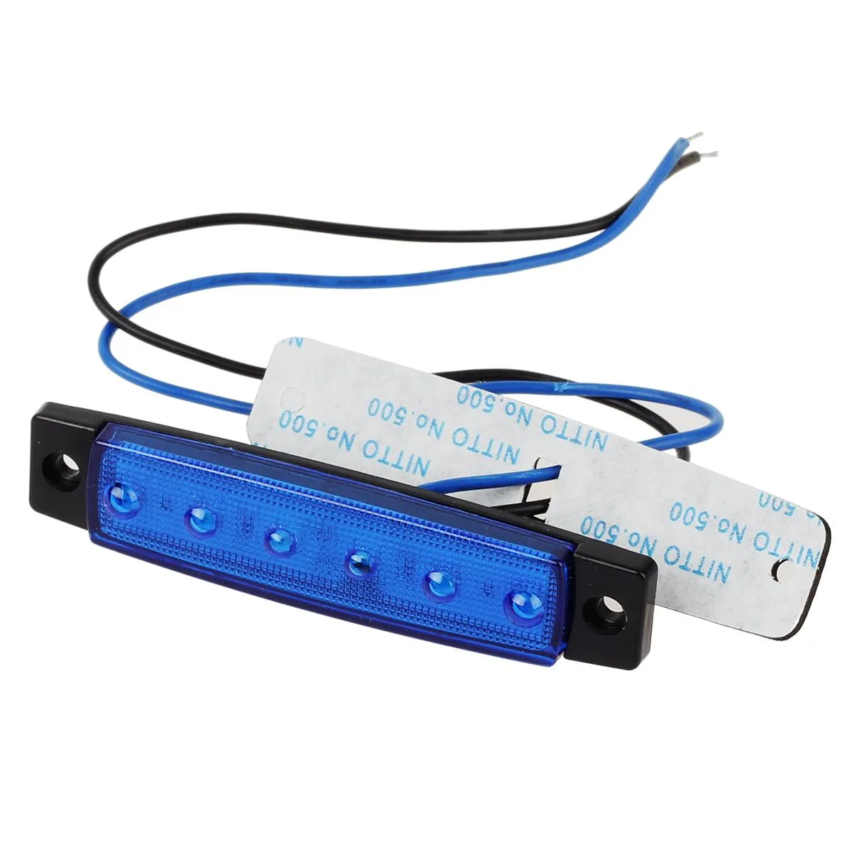 Partsam 20PCS 3.8inch Blue Led Marker Clearance light Truck Trailer Boat Lights Indicators Deco., Thin Line Led Cab Marker Truck Lorry Van RV Camper Parts Taillight License Plate Light Lamp 6led