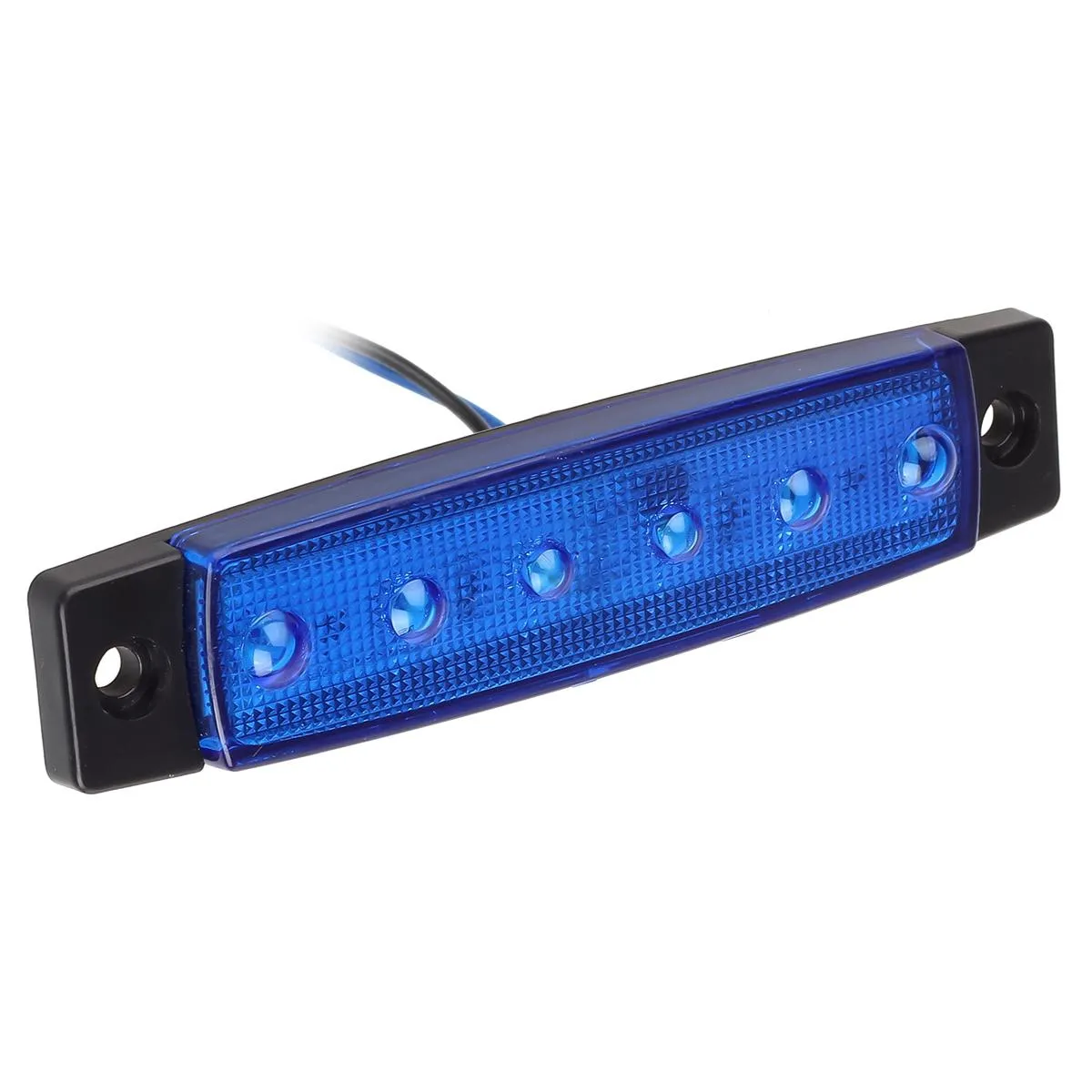 Partsam 20PCS 3.8inch Blue Led Marker Clearance light Truck Trailer Boat Lights Indicators Deco., Thin Line Led Cab Marker Truck Lorry Van RV Camper Parts Taillight License Plate Light Lamp 6led