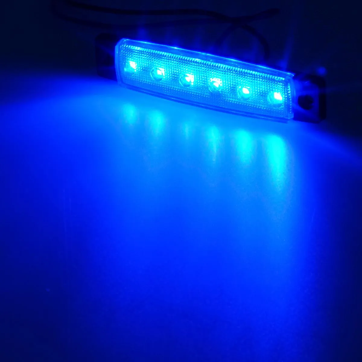 Partsam 20PCS 3.8inch Blue Led Marker Clearance light Truck Trailer Boat Lights Indicators Deco., Thin Line Led Cab Marker Truck Lorry Van RV Camper Parts Taillight License Plate Light Lamp 6led