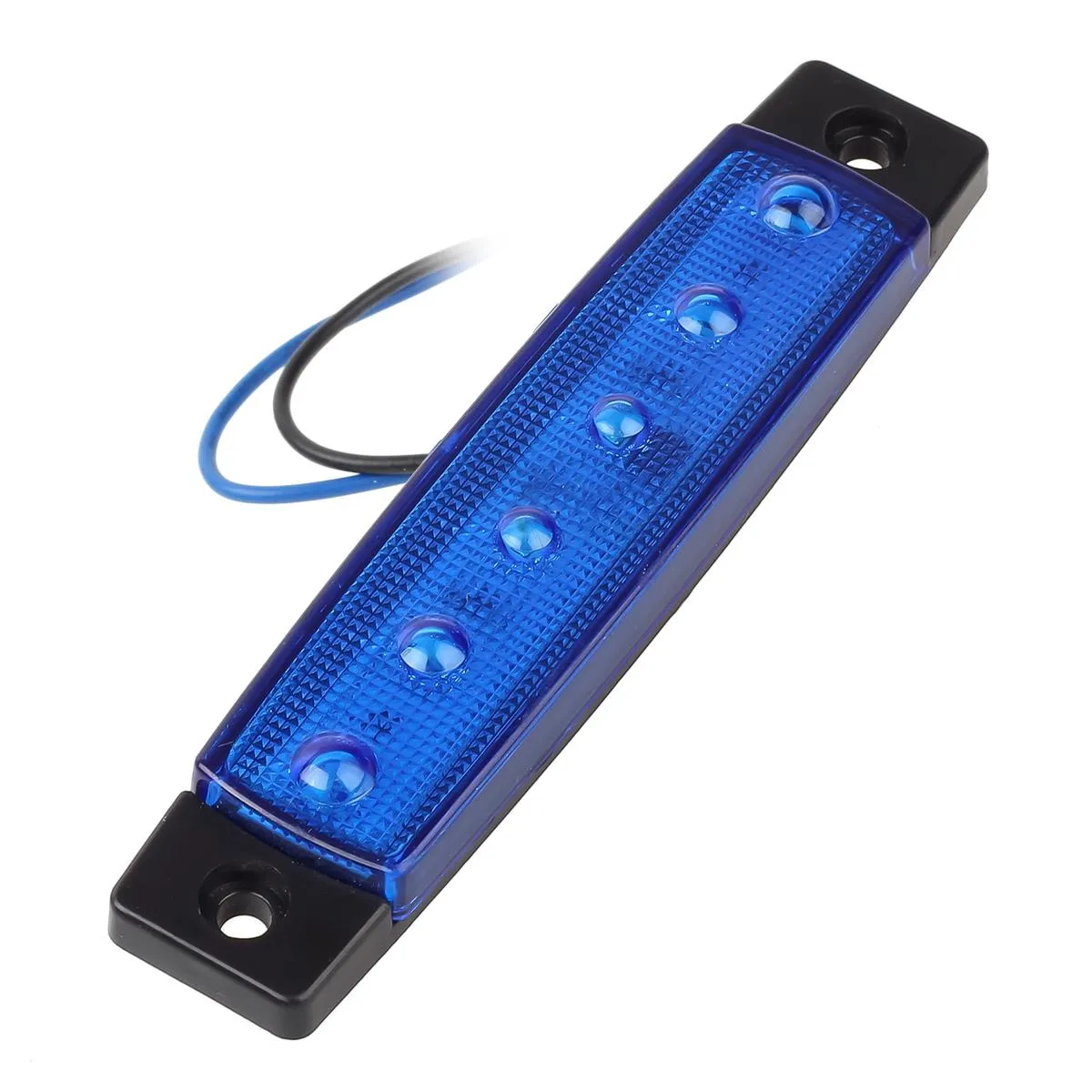Partsam 20PCS 3.8inch Blue Led Marker Clearance light Truck Trailer Boat Lights Indicators Deco., Thin Line Led Cab Marker Truck Lorry Van RV Camper Parts Taillight License Plate Light Lamp 6led