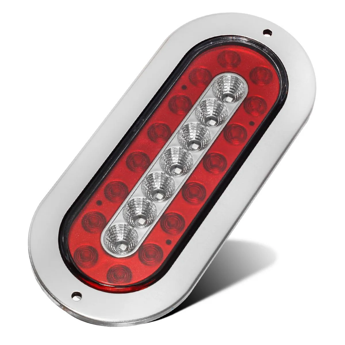 Partsam 2Pcs 6.5inch Oval Led Trailer Tail Lights with Indicators 23 LED Flange Mount Combo Red Stop Turn Brake Tail Running Lights Taillights Amber Parking Indicator Lights Sealed w/Reflectors 12V DC