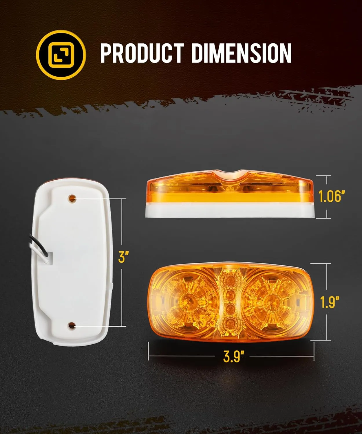 Partsam 4Pcs Amber Trailer RV [16 LED] Marker Lights with [Reflector Cup], Double Bullseye Side Marker Clearance Lights Indicators with [Bullet Plug] for Truck Camper Motorhome, 12V