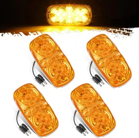 Partsam 4Pcs Amber Trailer RV [16 LED] Marker Lights with [Reflector Cup], Double Bullseye Side Marker Clearance Lights Indicators with [Bullet Plug] for Truck Camper Motorhome, 12V
