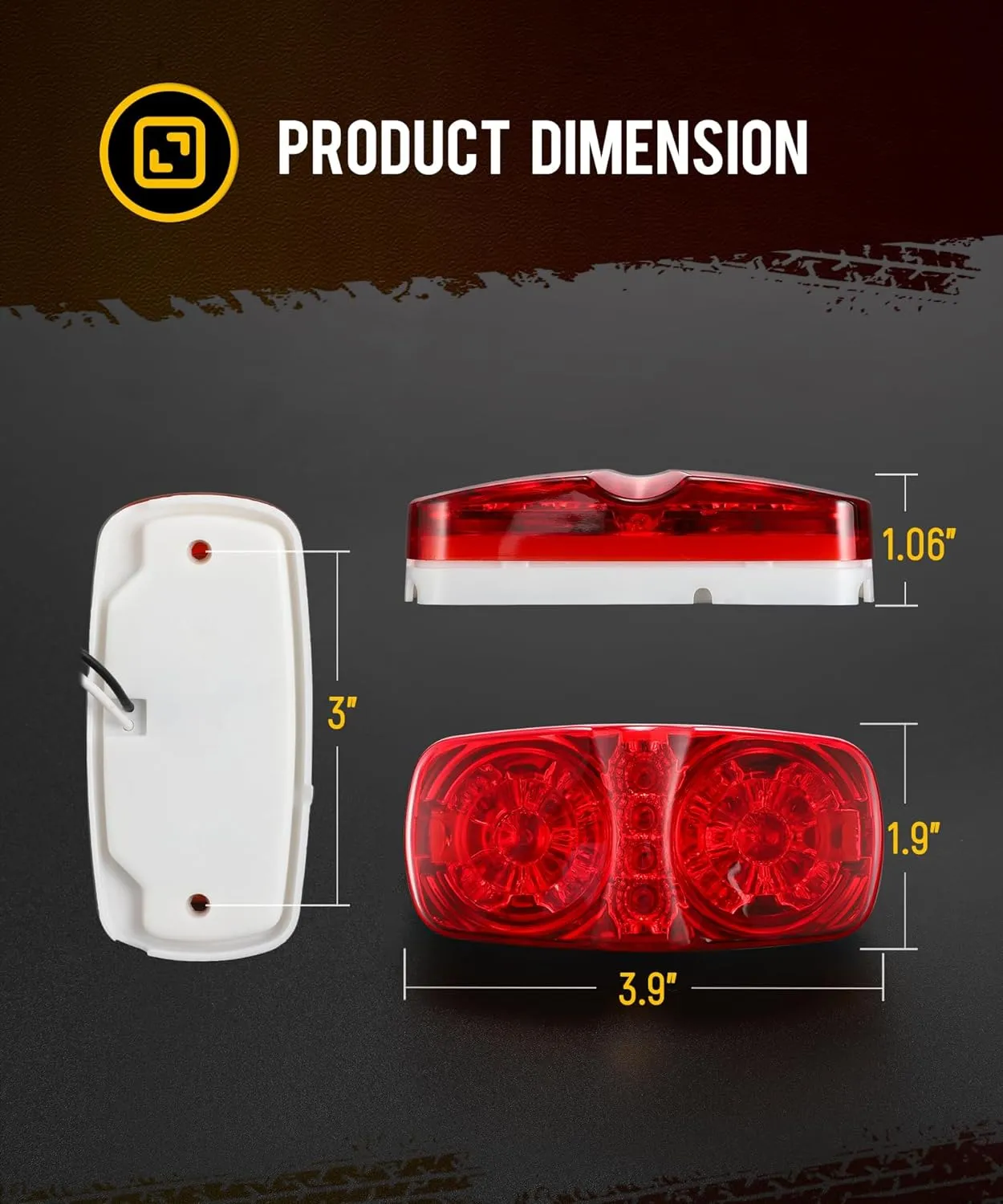 Partsam 4Pcs Red Trailer RV [16 LED] Marker Lights with [Reflector Cup], Double Bullseye Side Marker Clearance Lights Indicators with [Bullet Plug] for Truck Camper Motorhome, 12V