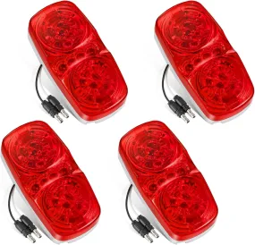 Partsam 4Pcs Red Trailer RV [16 LED] Marker Lights with [Reflector Cup], Double Bullseye Side Marker Clearance Lights Indicators with [Bullet Plug] for Truck Camper Motorhome, 12V