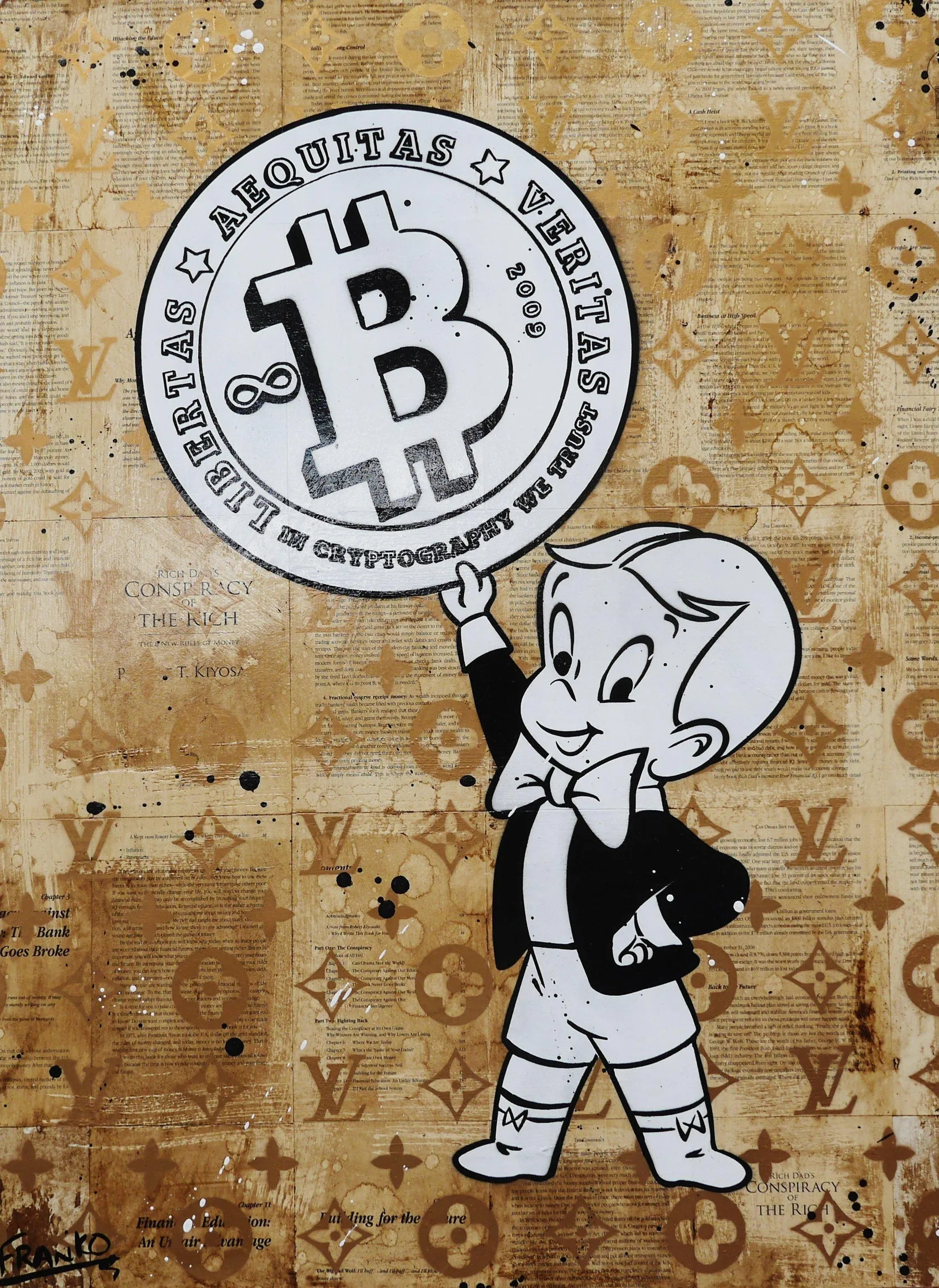 Richie V. 6 75cm x 100cm Richie Rich Bitcoin Vintage Book Pop art Painting (SOLD)