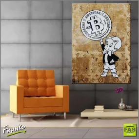 Richie V. 6 75cm x 100cm Richie Rich Bitcoin Vintage Book Pop art Painting (SOLD)