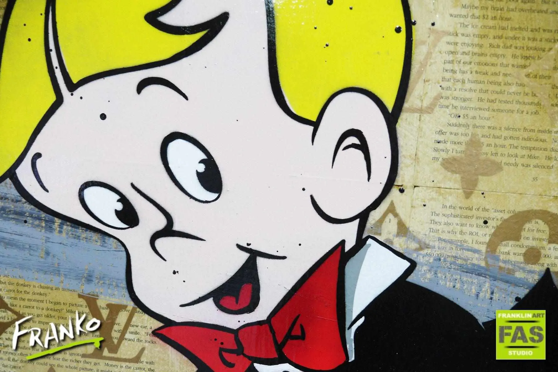 Riding Right Along 100cm x 100cm Richie Rich Bitcoin (SOLD)