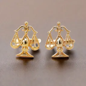 Scales of Justice Cufflinks Lawyer Judge Gold Cuff Links