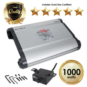 SoundXtreme ST-250.4 Four Channel Amplifier 2 Ohm Stable 1000W w/ Remote Subwoofer Level Control