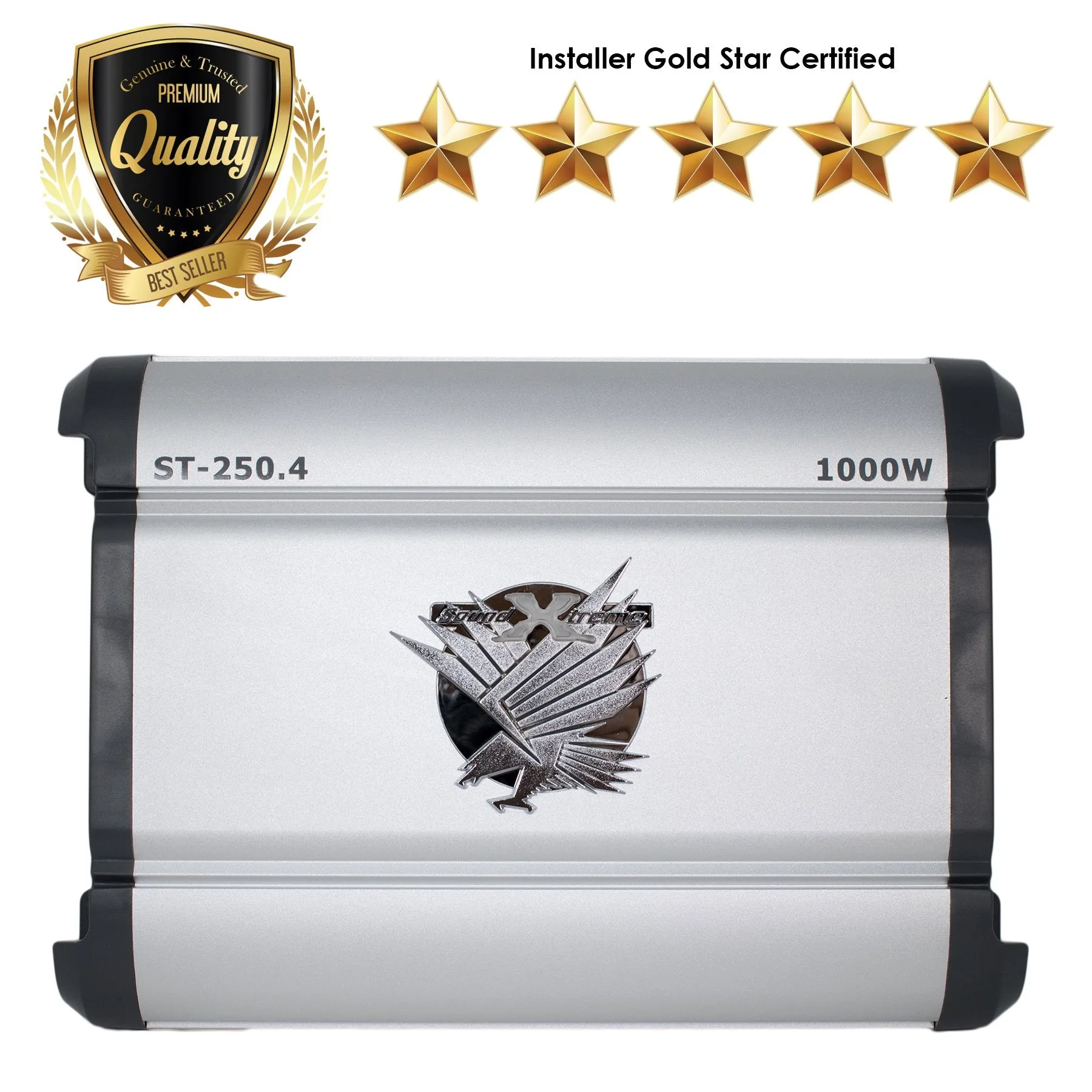 SoundXtreme ST-250.4 Four Channel Amplifier 2 Ohm Stable 1000W w/ Remote Subwoofer Level Control