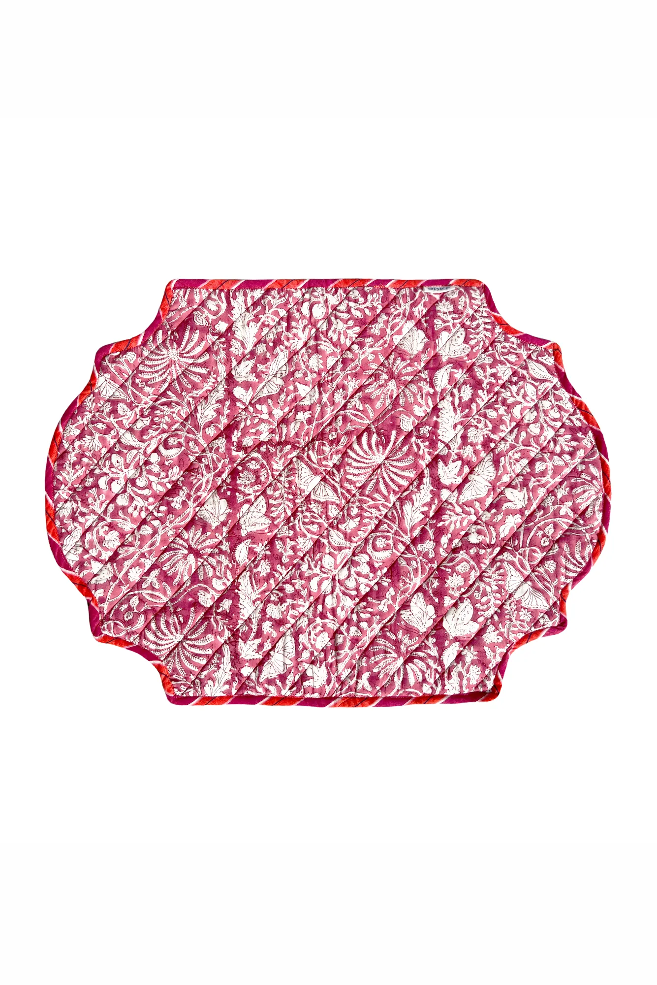Striped Quilted Table Mats (Orange & Red; Set of 2)