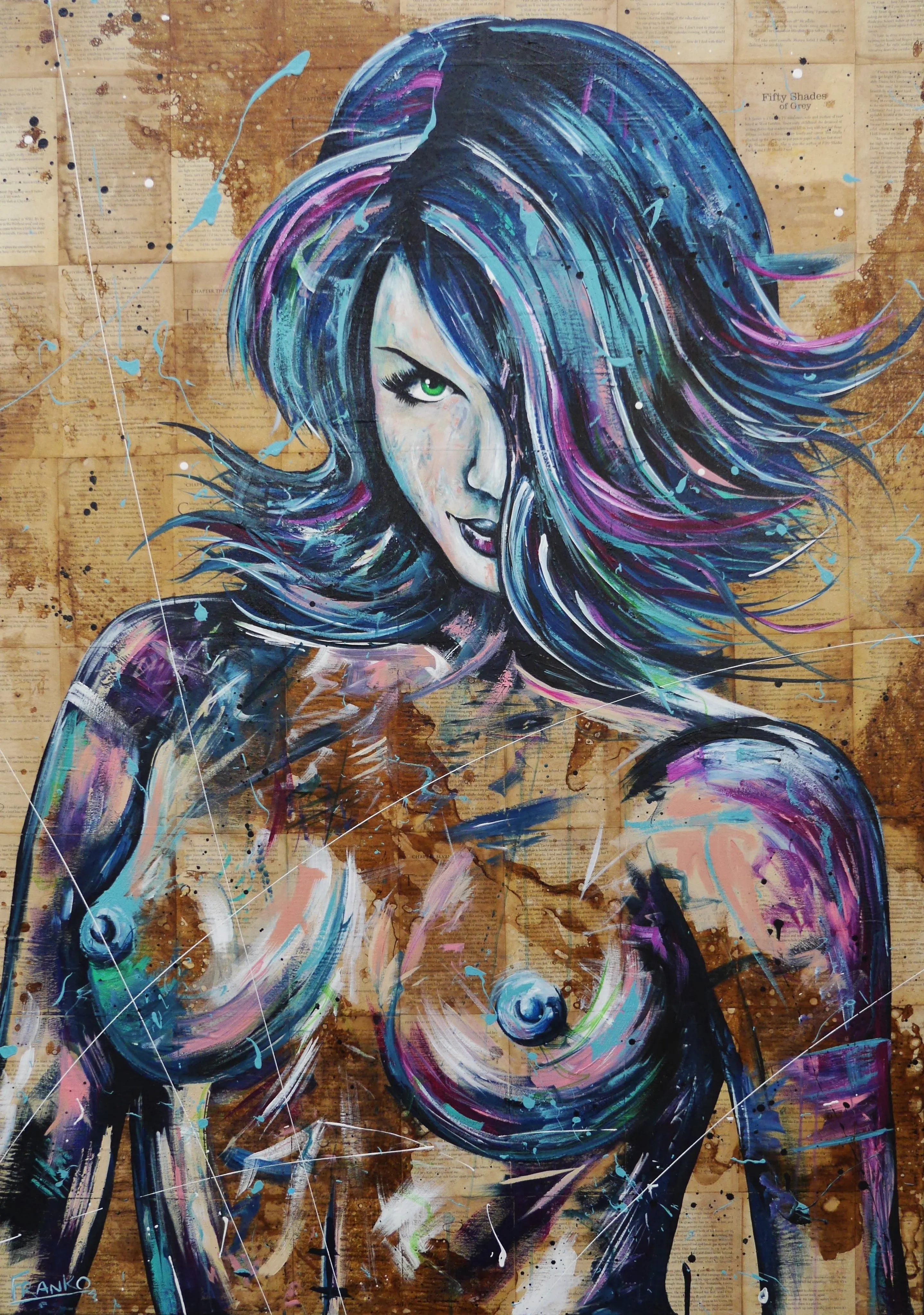Sugar Vixen 140cm x 100cm Nude Abstract Realism Book Club Painting (SOLD)