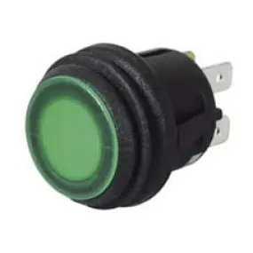 Switch Push/Push Green LED 12/24 volt bg1