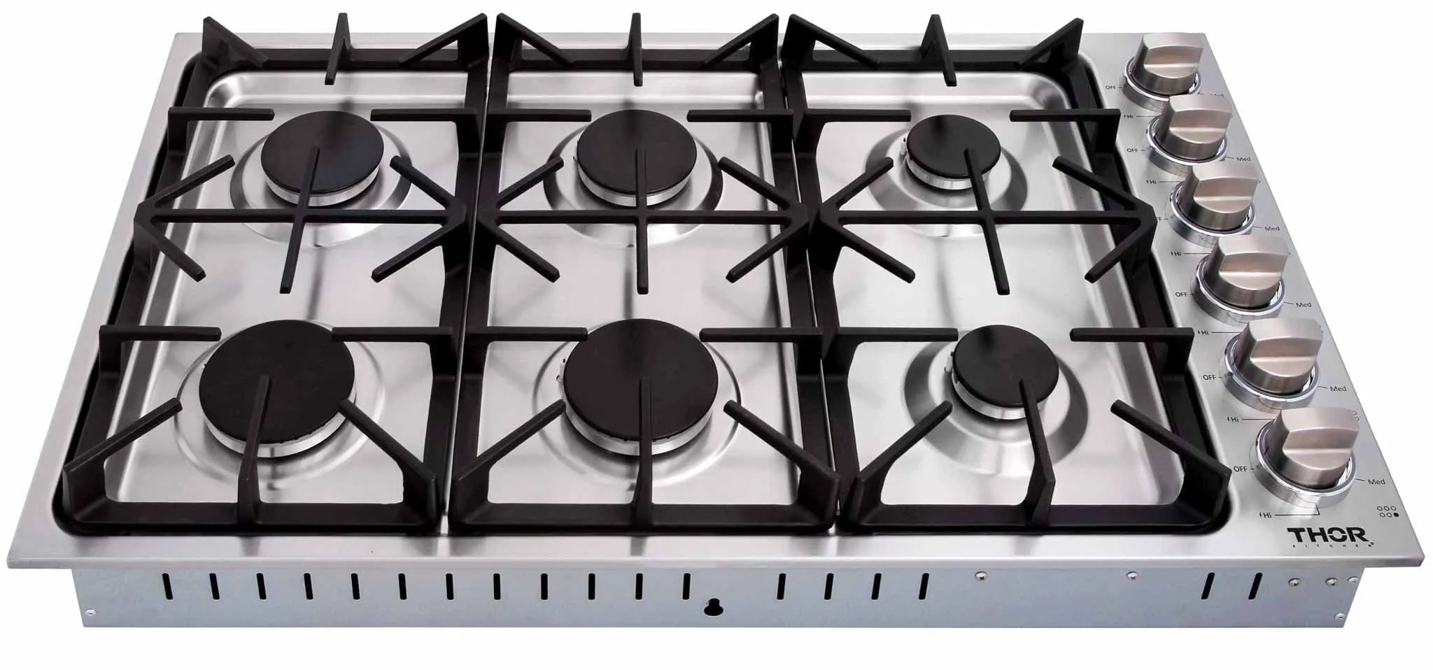 Thor Kitchen 5-Piece Pro Appliance Package - 36-Inch Gas Cooktop, Electric Wall Oven, Wall Mount Hood, Dishwasher & Refrigerator with Water Dispenser in Stainless Steel