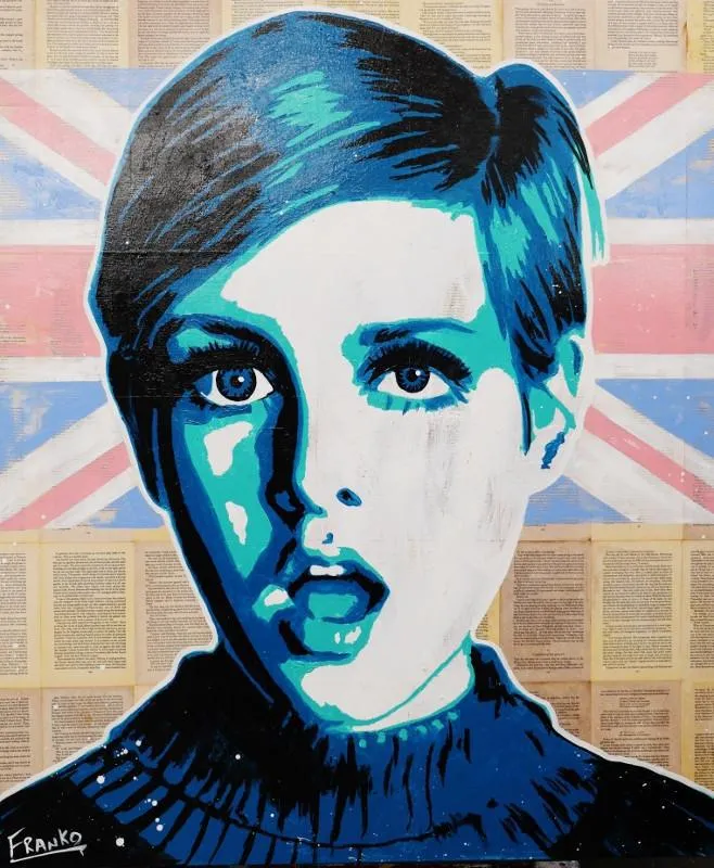 Twiggy Yes 120cm x 100cm Twiggy Vintage Book Pop art Painting (SOLD)