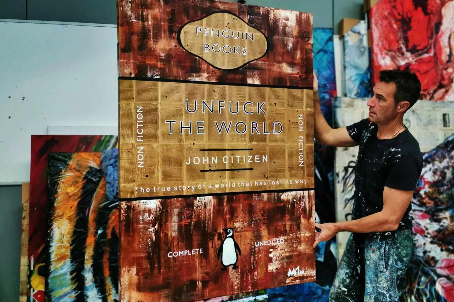 Unfuck - The Vintage Version 140cm x 100cm Unfuck The World Urban Pop Book Club Painting
