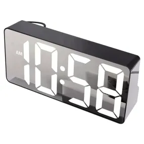 Usb Table Mirror Digital Led Desk Alarm Clock Si-97 Black