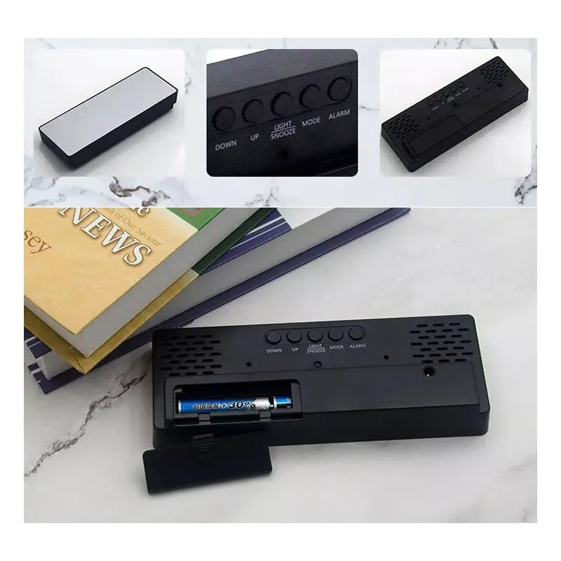 Usb Table Mirror Digital Led Desk Alarm Clock Si-97 Black