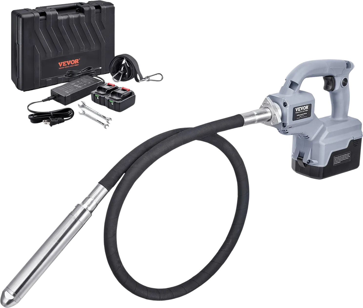 Vevor Electric Cordless Concrete Vibrator 5.6' 18V 15500 VPM 1.4" Shaft Rod New