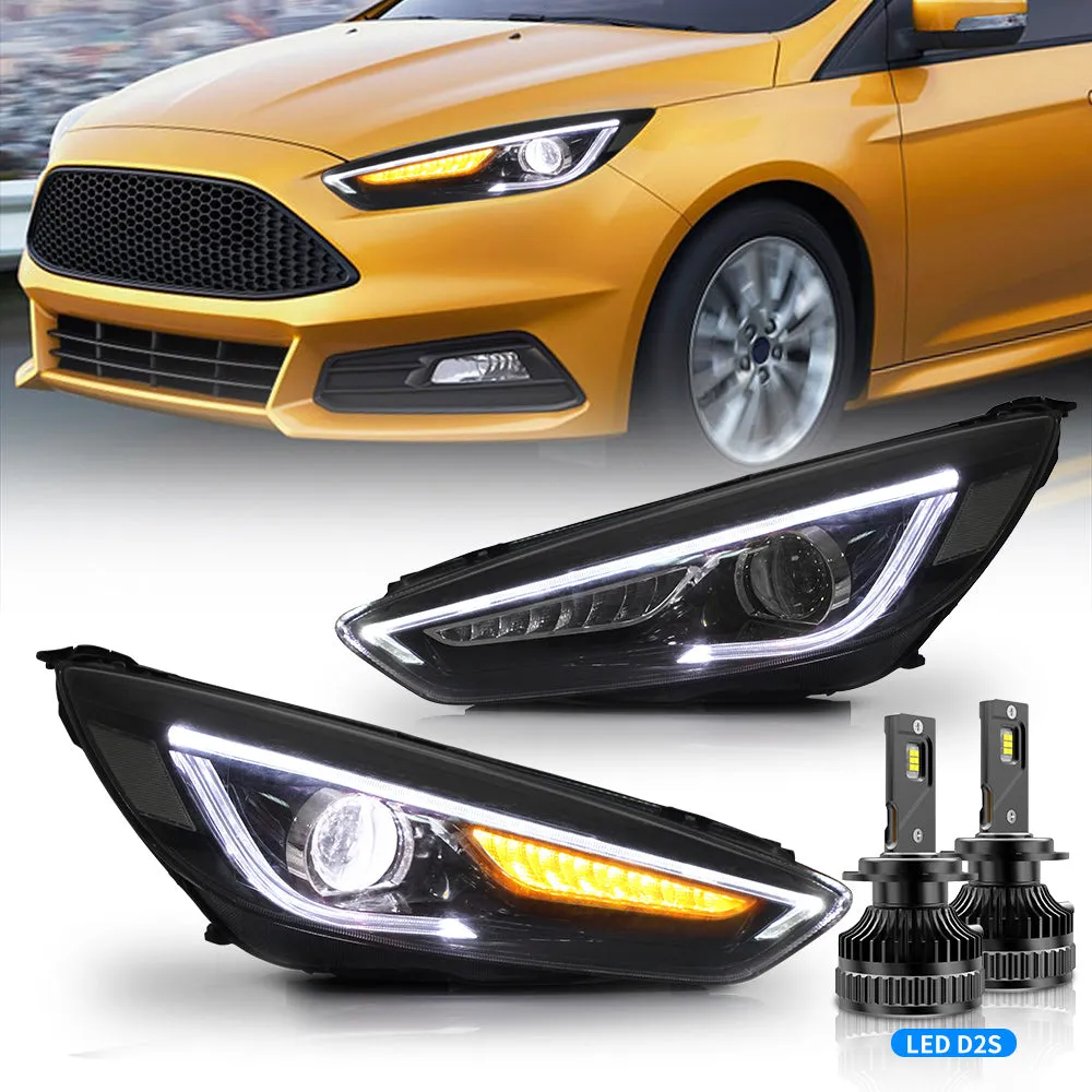 VLAND LED Demon Eye Headlights For Ford Focus 2015-2017 With Sequential Indicators Turn Signals
