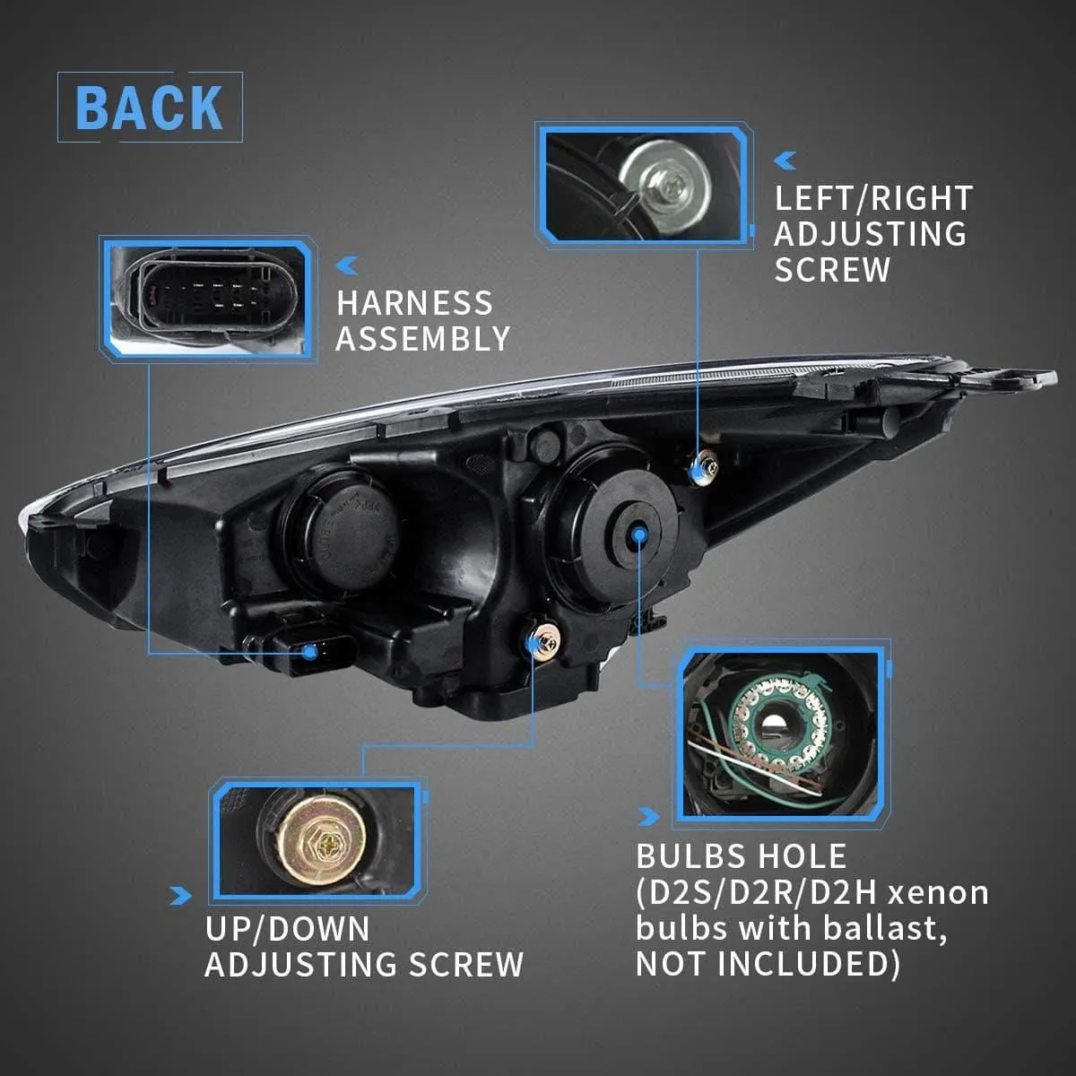 VLAND LED Demon Eye Headlights For Ford Focus 2015-2017 With Sequential Indicators Turn Signals
