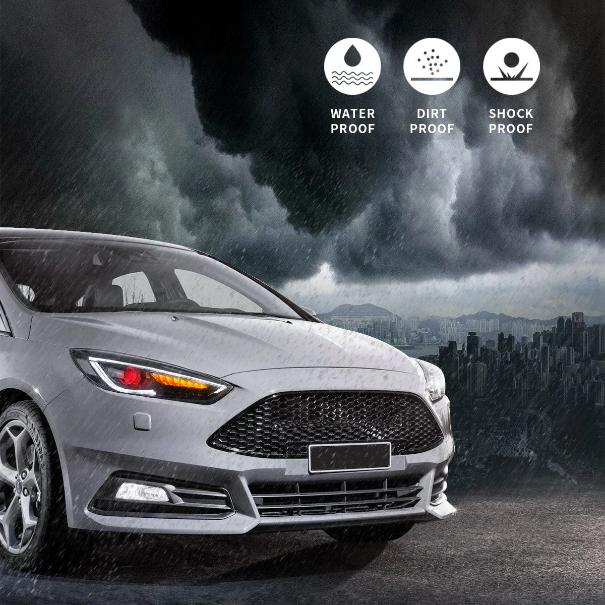 VLAND LED Demon Eye Headlights For Ford Focus 2015-2017 With Sequential Indicators Turn Signals