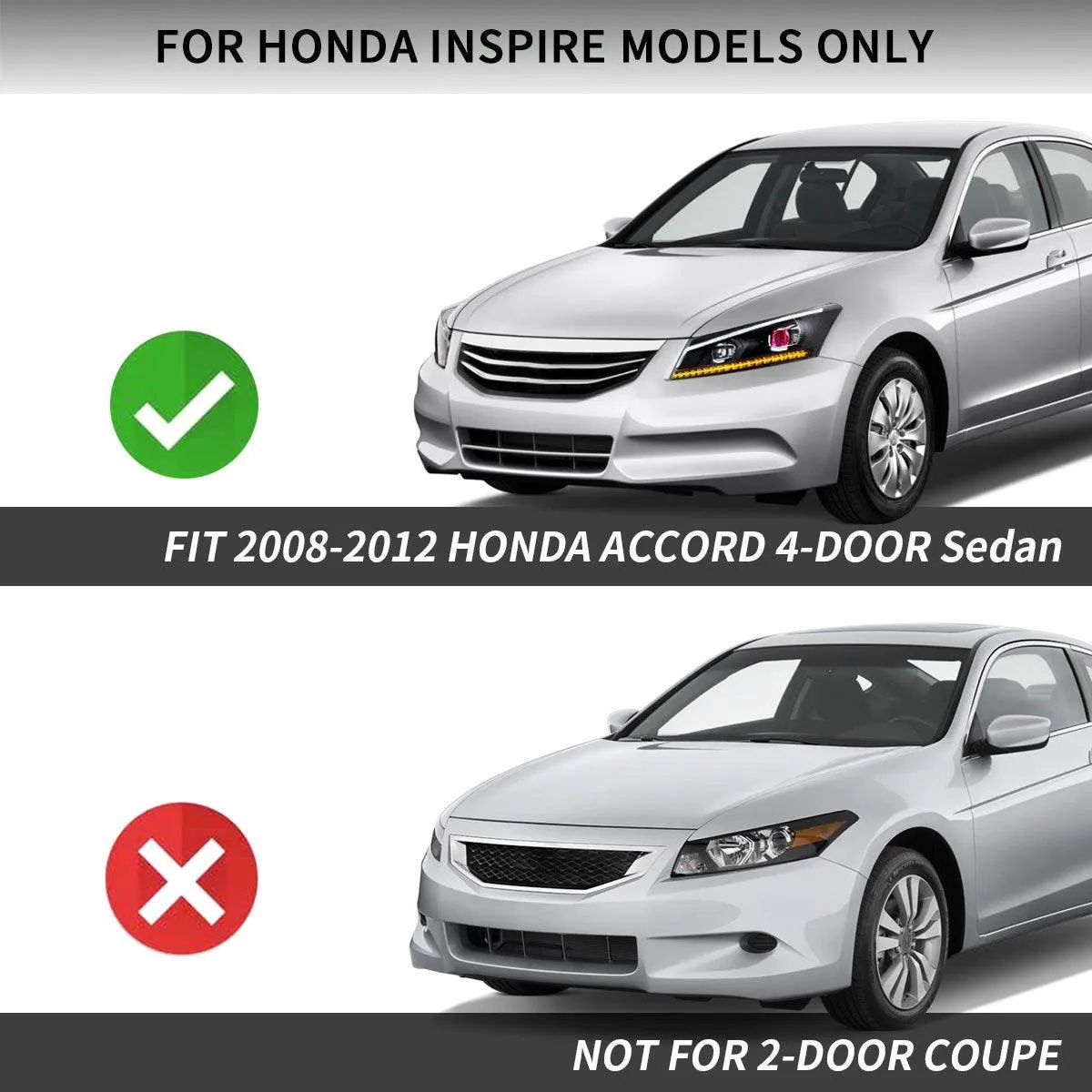 VLAND LED Demon Eye Headlights For Honda Accord 2008-2012 (NOT FOR 2-DOOR COUPE) With Sequential indicators Turn Signals