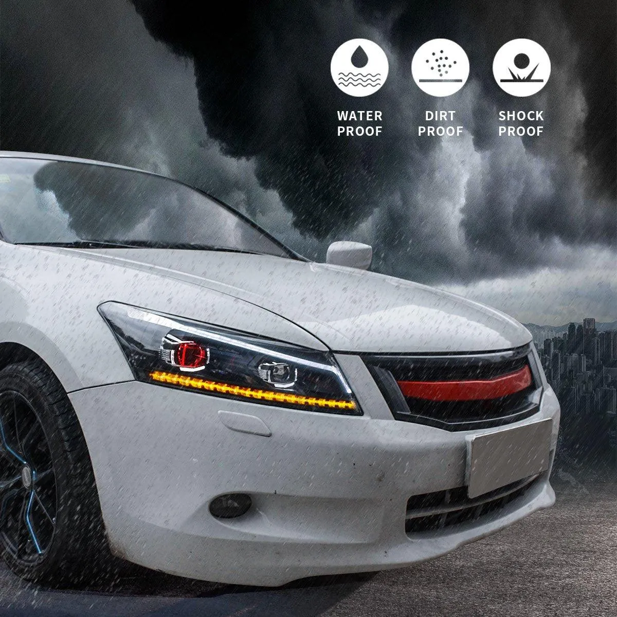 VLAND LED Demon Eye Headlights For Honda Accord 2008-2012 (NOT FOR 2-DOOR COUPE) With Sequential indicators Turn Signals